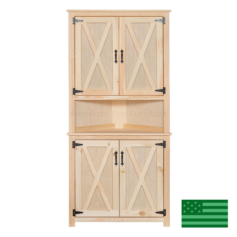 Double Barn Door Corner Hutch